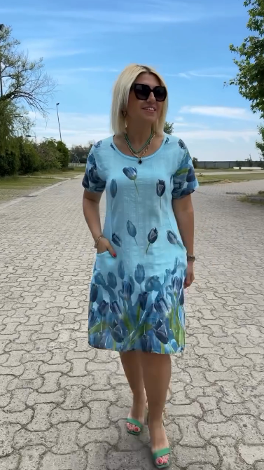 Neya™ - Zomer Jurk met ronde hals en mooie print