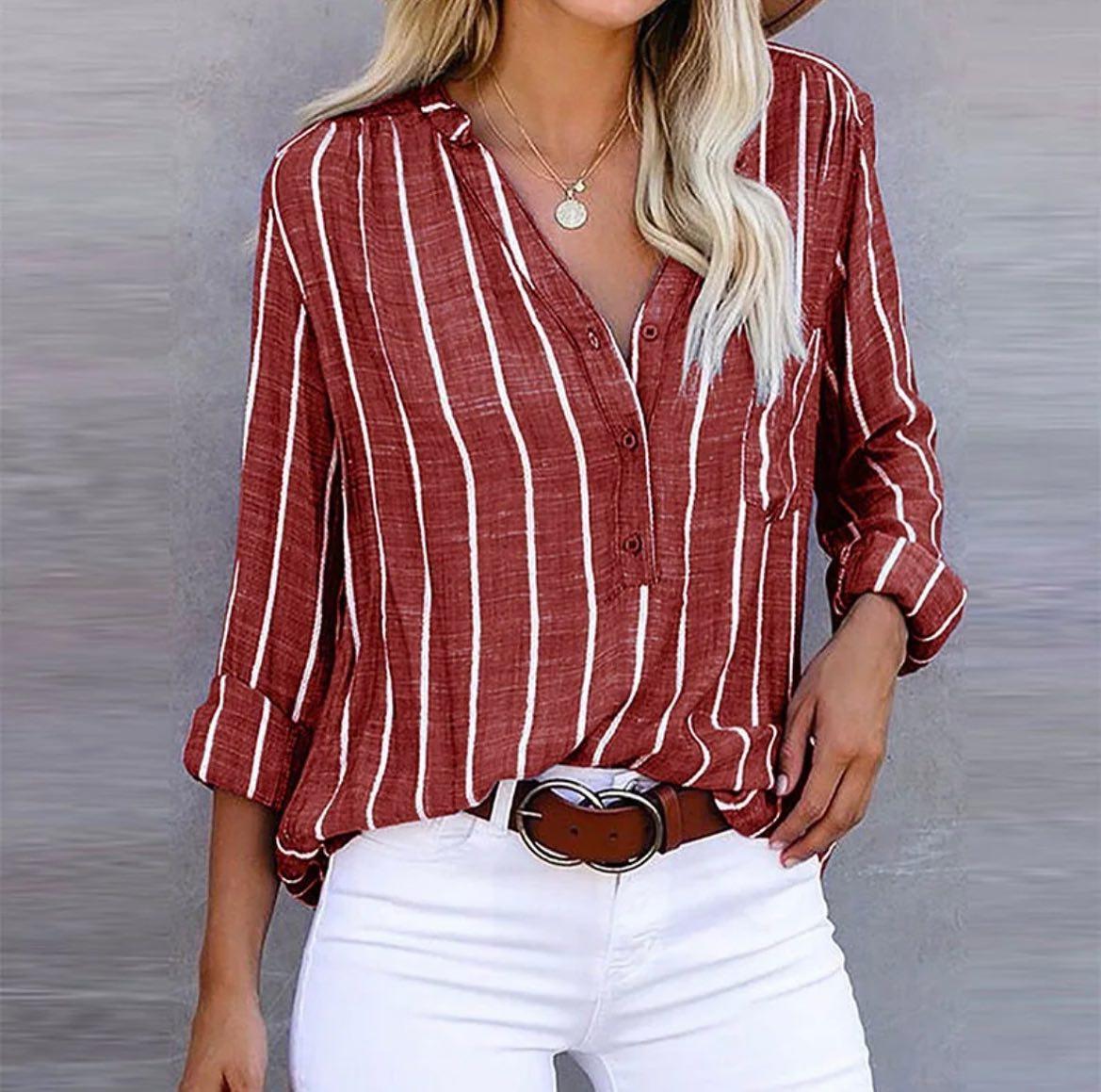 AGATHE I ELEGANTE GESTREEPTE BLOUSE